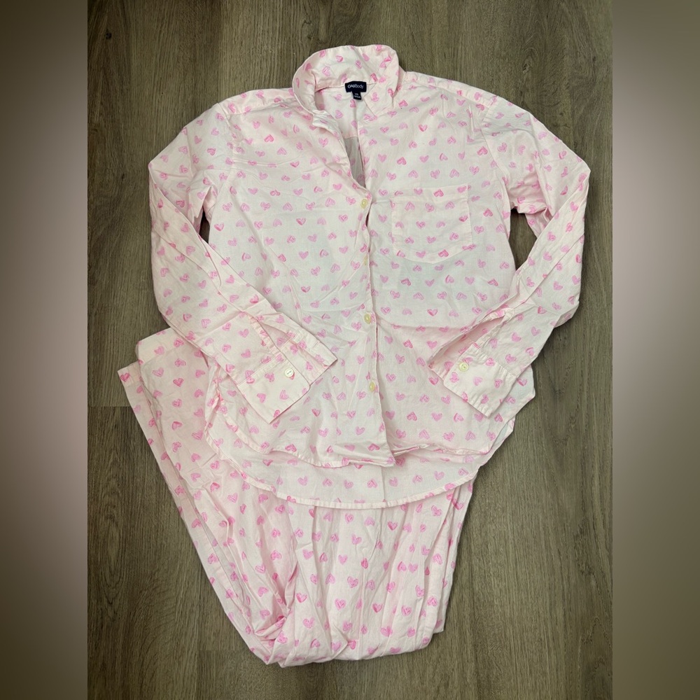 NWOT The Gap Poplin heart Pajama Set - Picture 3 of 3